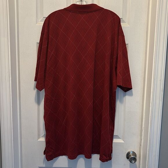 1/4 button Polo shirt the foundry quick dri short sleeve red diamond print 3XLT - Picture 4 of 5